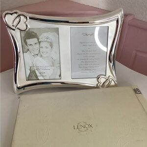 Lenox Wedding Promises Invitation Double Frame W/hearts Silver Plated 5x7
